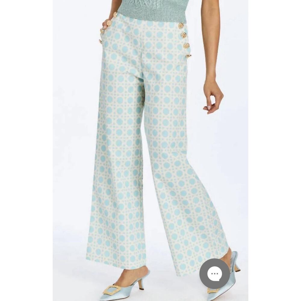 Mestiza New York Blue Ivory Wide-Leg Pants NWT $275